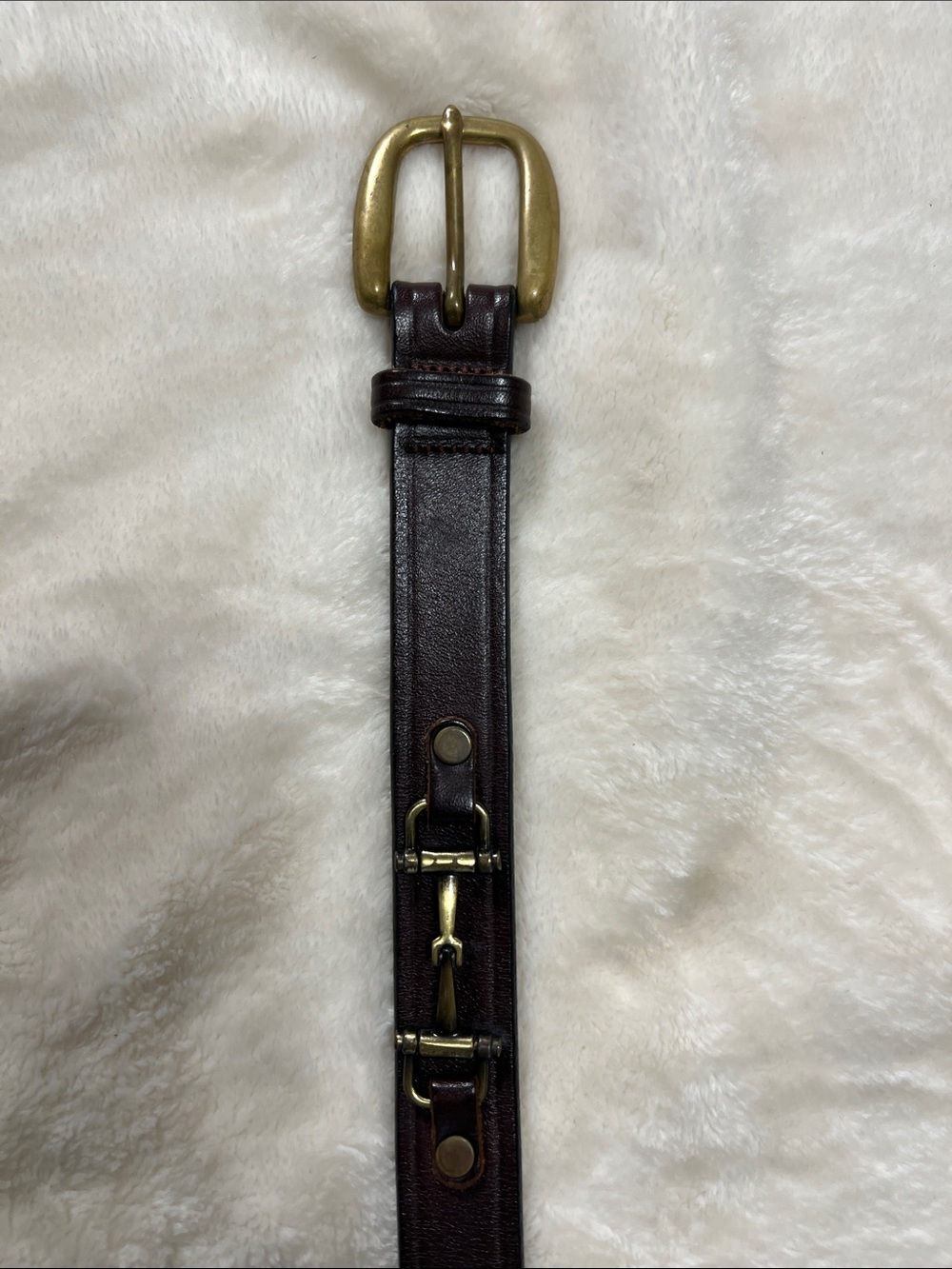 Women’s Brown Heavy Leather Belt with Brass Buckle